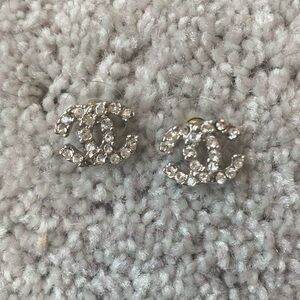 Authentic cc chanel earrings with stamp - missing 1 crystal another chipped.